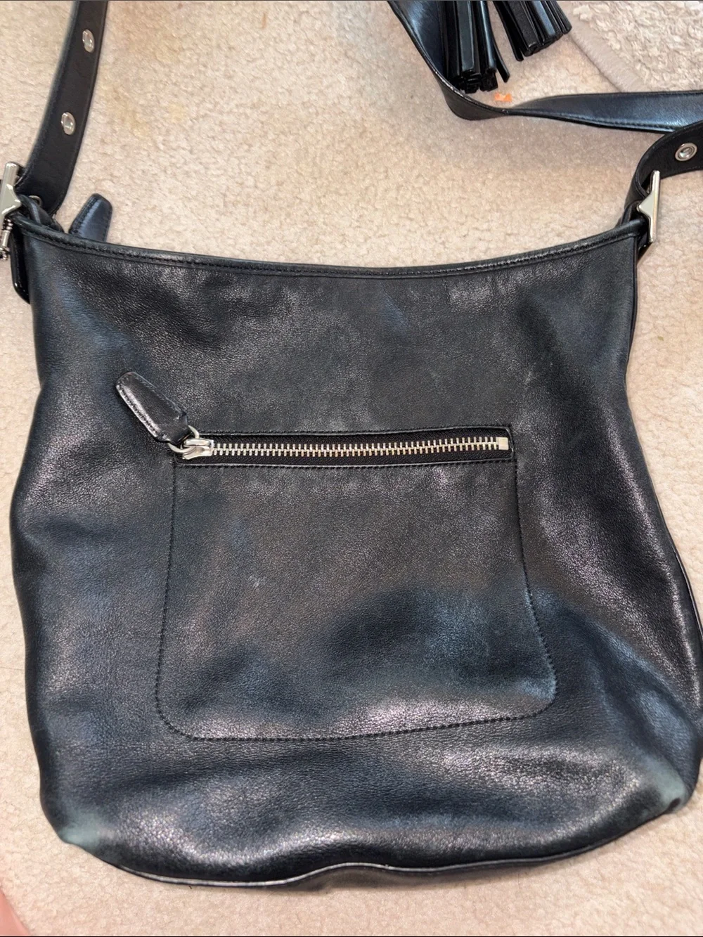 Coach Legacy Leather Tassel Duffle Hobo Bag Black Style 19889